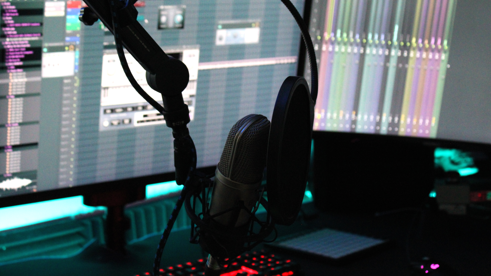 Studio Aufbau mit Mikrofon
